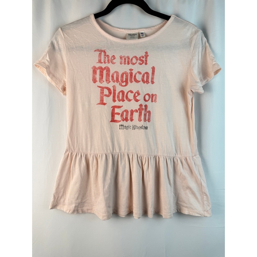 Disney Parks Magic Kingdom Graphic Tee Peplum Top Kids Large‎